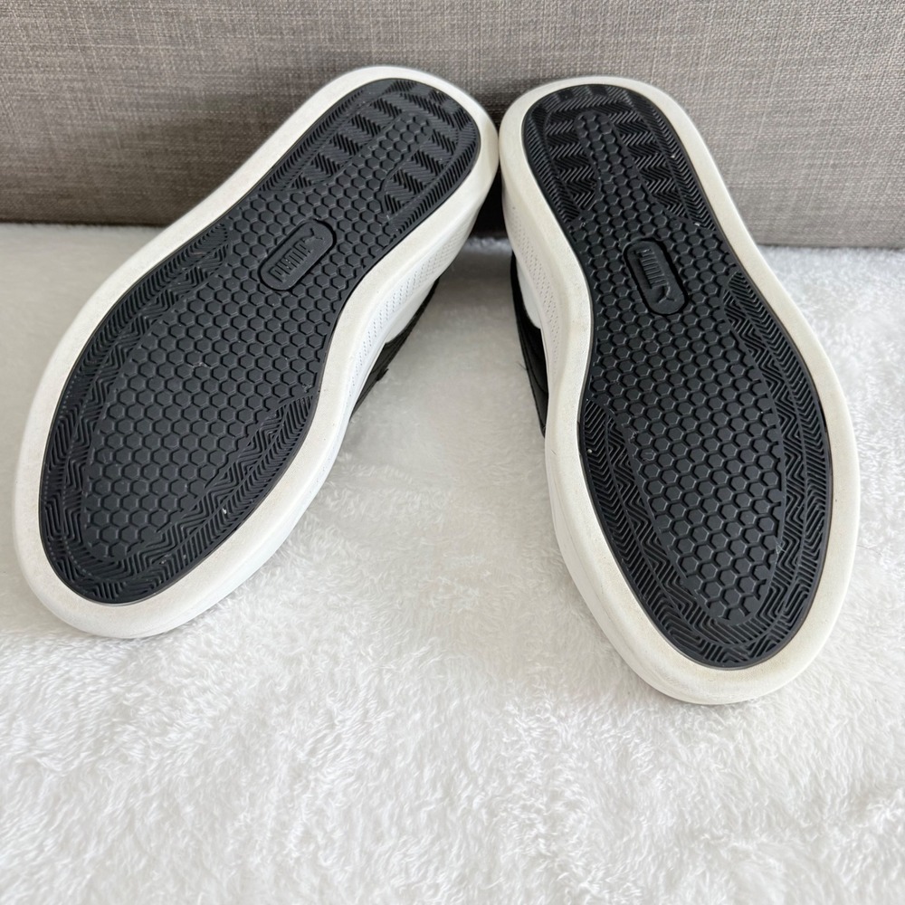 Puma Carina Platform Sneakers White Black Leather Womens Size 9 Lace Up - Picture 8 of 9